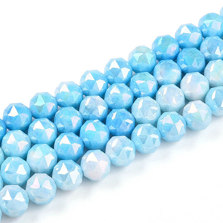 Anti-Tarnish Electroplate Glass Beads Strands X-GLAA-N010-8mm-01-1