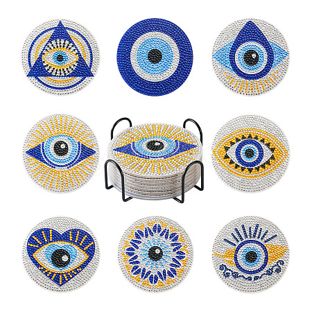 DIY Diamond Painting Evil Eye Theme Cup Mat Kits DIY-TAC0028-02-1