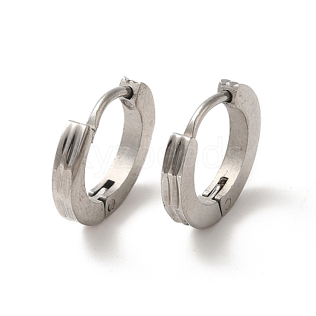 Non-Tarnish 304 Stainless Steel Grooved Hoop Earrings EJEW-P255-10P-1