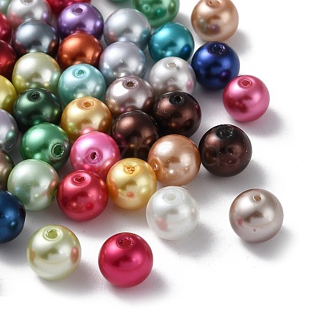 Baking Painted Pearlized Glass Pearl Round Bead Strands HY-Q004-8mm-M-1