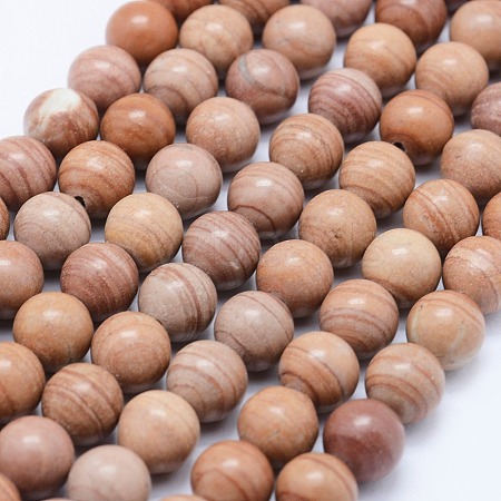 Natural Red Line Jasper Beads Strands X-G-F531-8mm-N-1