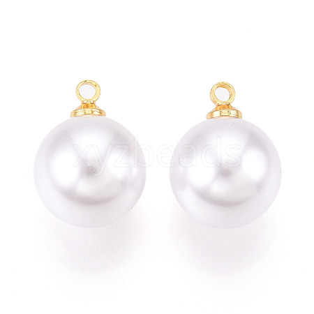 Brass & ABS Plastic Imitation Pearl Pendants KK-N261-12mm-121G-1