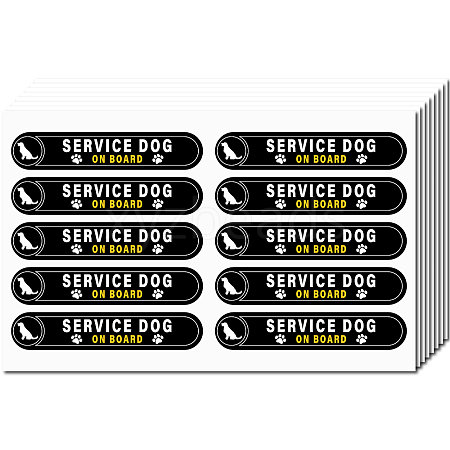 Mini PVC Coated Self Adhesive SERVICE DOG ON BOARD Warning Stickers STIC-WH0017-002-1