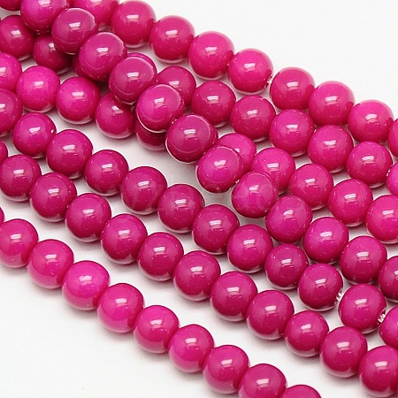 Eco-Friendly Round Baking Paint Glass Beads Strands HY-A003-8mm-RV50-1