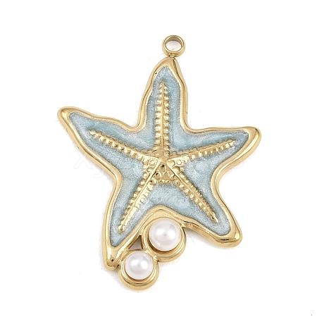 304 Stainless Steel Enamel & Plastic Pearl Pendants STAS-G392-05G-1