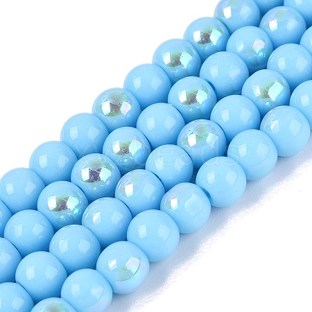 Electroplate Opaque Glass Beads Strands EGLA-Q132-6MM-01C-13-1