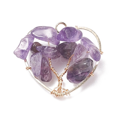 Natural Amethyst Pendants PALLOY-JF01449-02-1