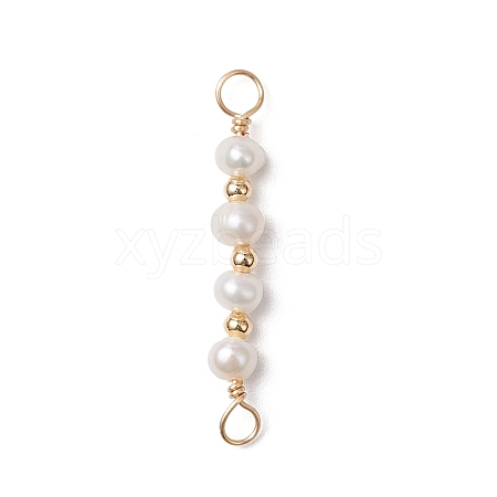 Natural Cultured Freshwater Pearl Potato Beaded Connector Charms PALLOY-JF03702-1