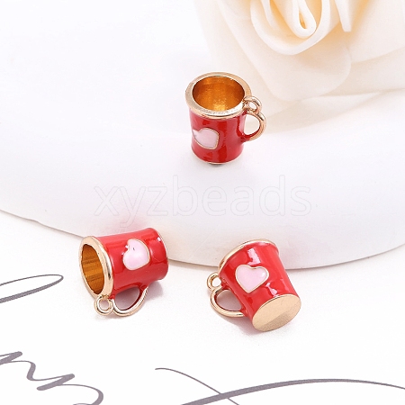 Alloy Enamel Mug Cup with Heart Miniature Ornaments PW-WG9EB43-07-1