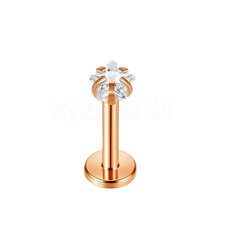 Titanium Steel Clear Cubic Zirconia Threadless Labret Stud WGC142D-15-1