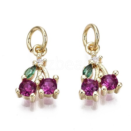 Brass Micro Pave Green & Purple Cubic Zirconia Charms ZIRC-S067-006-NR-1