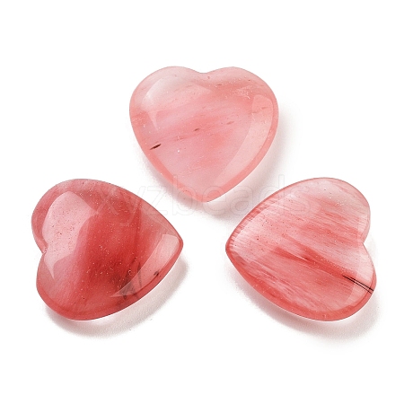 Heart Watermelon Stone Glass Worry Stone G-C134-06A-03-1