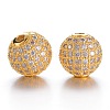 CZ Brass Micro Pave Cubic Zirconia Round Beads ZIRC-L017-03G-1