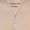 201 Stainless Steel Hollow Rainbow with Spider Pendant Necklace NJEW-OY001-94-3