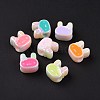 UV Plating Rainbow Iridescent Acrylic European Beads SACR-E009-32-2