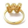 Rack Plating Letter Brass Micro Pave Clear Cubic Zirconia Adjustable Rings for Women KK-S391-03G-W-3