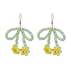 Flower & Bowknot Glass Beaded Dangle Earrings EJEW-TA00518-1