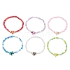 6Pcs Synthetic Turquoise & Non-magnetic Hematite Beads Stretch Bracelets BJEW-JB13432-3