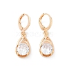 Brass Micro Pave Clear Cubic Zirconia Leverback Earrings EJEW-K300-13G-4