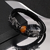 Black PU Leather Cord Braided Bracelets PW-WG503E5-03-2