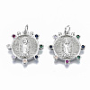 Brass Micro Pave Colorful Cubic Zirconia Pendants KK-S061-38P-NR-1