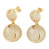 Brass Pave Clear Cubic Zirconia Stud Earrings for Women EJEW-S225-10G-01-1