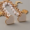 Pearl Plastic Beads & Heart & Moon & Teardrop Charms Link Chain Phone Case Double Chain Strap AJEW-WH0041-61G-2