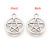 Tibetan Style Alloy Flat Round with Star Charms X-TIBEP-5248-AS-FF-2