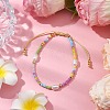 Adjustable Glass Seed Beads & Imitation Pearl Braided Bead Bracelets for Women BJEW-JB10542-2