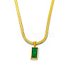 Staniless Steel Green Cubic Zirconia Rectangle Pendant Necklaces SM4893-4