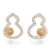 Brass Micro Pave Clear Cubic Zirconia Stud Earring Findings KK-N232-05-NF-1