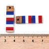 Independence Day Opaque Striped Resin & Walnut Wood Pendants RESI-U010-01G-3