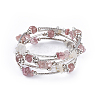 Five Loops Natural Strawberry Quartz & Moonstone Wrap Bracelets BJEW-JB04488-03-1