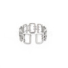 304 Stainless Steel Open Rectangle Cuff Ring for Women RJEW-S405-237P-2