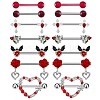 7 Styles Heart Rose Alloy Rhinestone Nipple Nail Ring Sets WG88B60-02-2