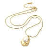 Natural Shell Pearl Polygon Pendant Necklaces NJEW-K255-11G-4