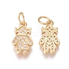 Brass Micro Pave Clear Cubic Zirconia Charms ZIRC-I036-09G-1