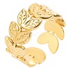 Simple Stainless Steel Leaf Open Cuff Rings for Men Women GE4821-2-1