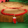 Christmas Adjustable Glass Bead Braided Bead Bracelest TO3124-1