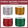 4 Rolls 4 Colors Metallic Elastic Round Cord for Christmas Gift Wrapping OCOR-WH0112-055-2