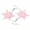 Christmas Snowflake Glass Seed Braided Dangle Earrings EJEW-MZ00236-03-4