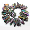 Irregular Strip Electroplated Natural Quartz Crystal Beads Strands G-N0128-59-2