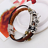 Dragon Head Leather Cord Multi-strand Bracelets BJEW-P0001-12-4