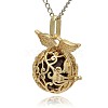 Golden Tone Brass Hollow Round Cage Pendants KK-J230-06G-2