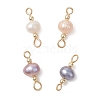 Natural Cultured Freshwater Pearl Potato Connector Charms PALLOY-JF04928-1