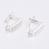 Brass Micro Pave Cubic Zirconia Hoop Earring Findings with Latch Back Closure ZIRC-K075-34P-2