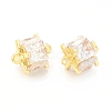 Brass Clear Glass Connector Charms KK-P228-76G-1
