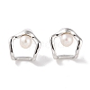 Sterling Silver Stud Earrings EJEW-C087-07C-P-1