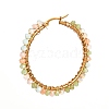 Glass Faceted Round Beads Hoop Earrings EJEW-JE04599-5