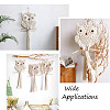 Crafans Owl Cotton Rope & Wood Beads Wind Chime Pendant HJEW-CF0001-05-10